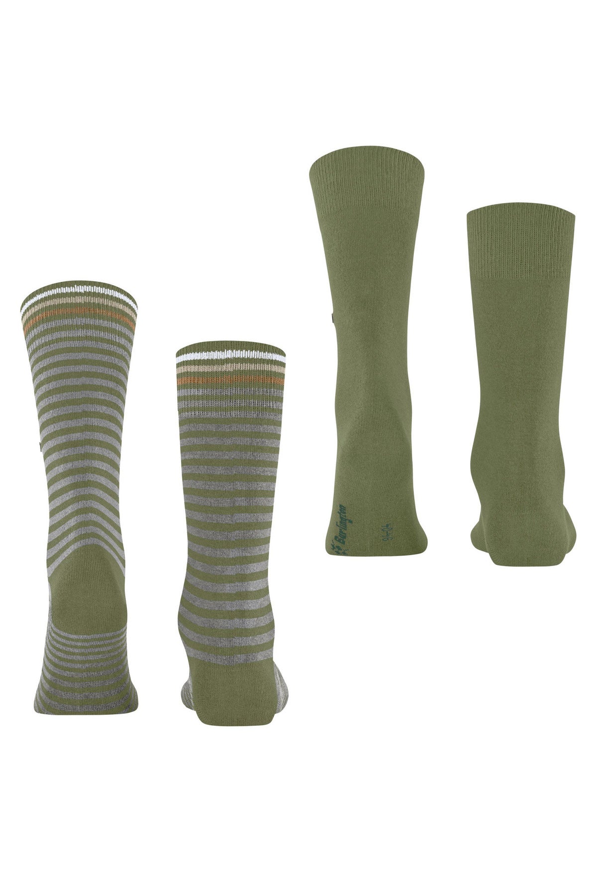 Burlington Everyday Stripe/Plain 2 Pack Socks - Salvia 21087_7472_6.5-11 UK
