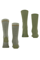 Burlington Everyday Stripe/Plain 2 Pack Socks - Salvia 21087_7472_6.5-11 UK