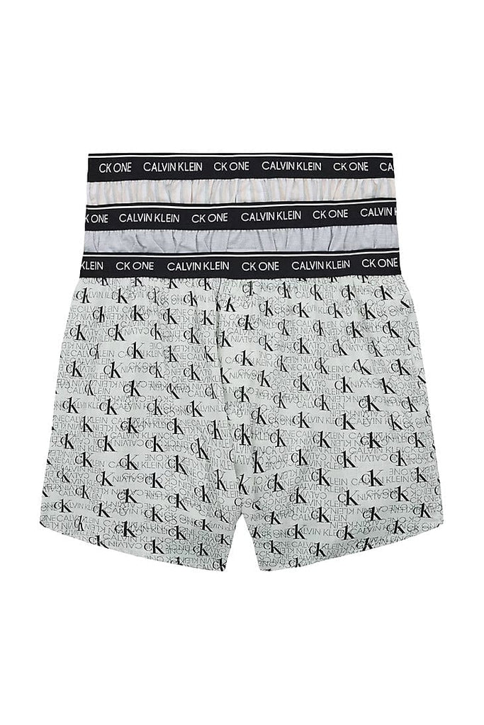 Calvin Klein 3 Pack Slim Fit Boxers CK One - Half Tone Logo/Grey/Triple Stripe