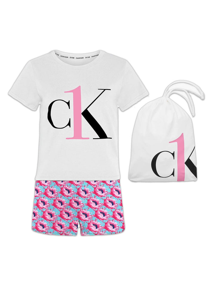 Calvin Klein CK ONE Pyjama Set - Prosper Floral Print/Pink Smoothie