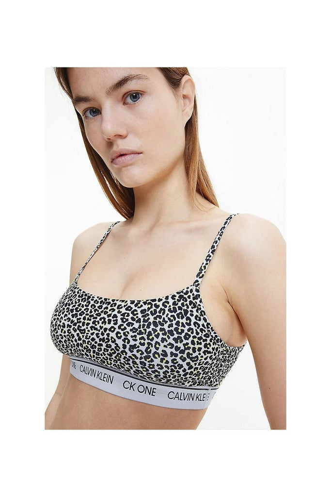 Calvin Klein CK ONE String Unlined Bralette - Mini Cheetah Print/River