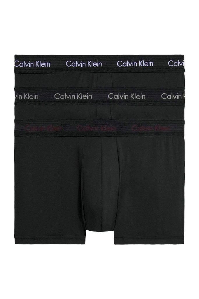 Calvin Klein Cotton Stretch Low Rise Trunk 3 Pack - B - White/Tawny Port/Porpoise Logos