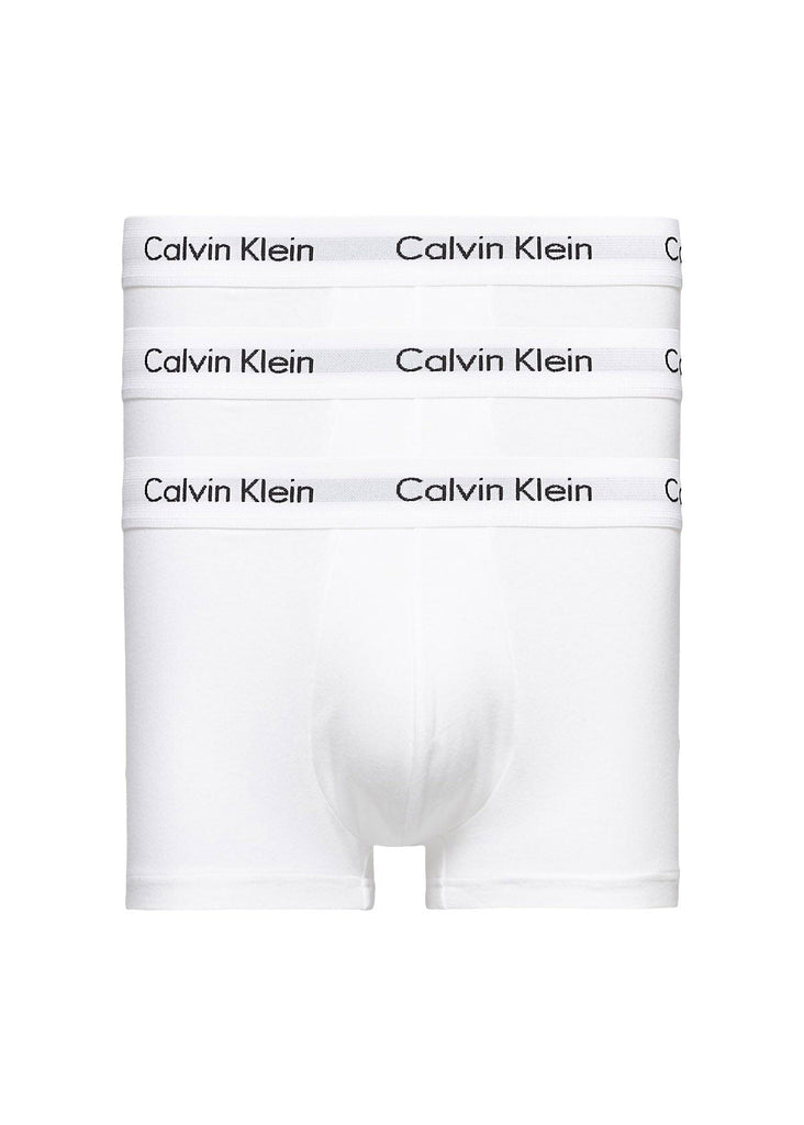 Calvin Klein Cotton Stretch Low Rise Trunks - 3 Pack - White