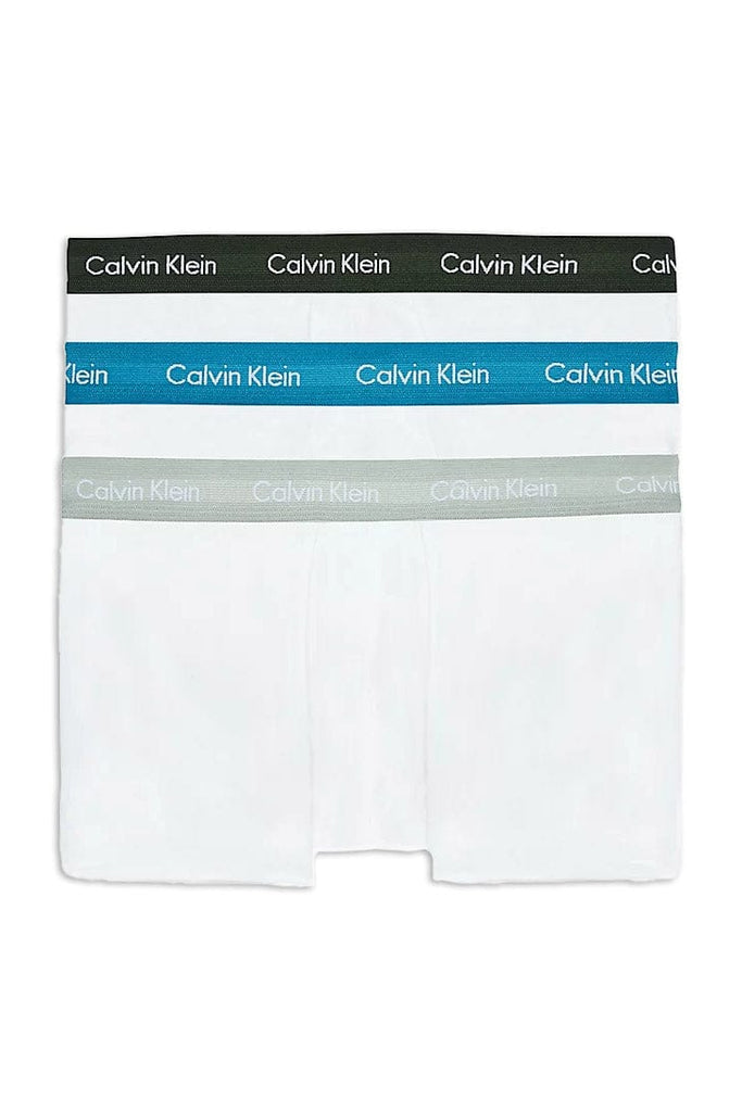 Calvin Klein Cotton Stretch Low Rise Trunks - 3 Pack - White with Grey Element/Grey H/Tapestry Teal