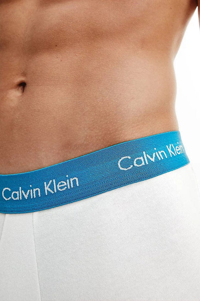 Calvin Klein Cotton Stretch Low Rise Trunks - 3 Pack - White with Grey Element/Grey H/Tapestry Teal