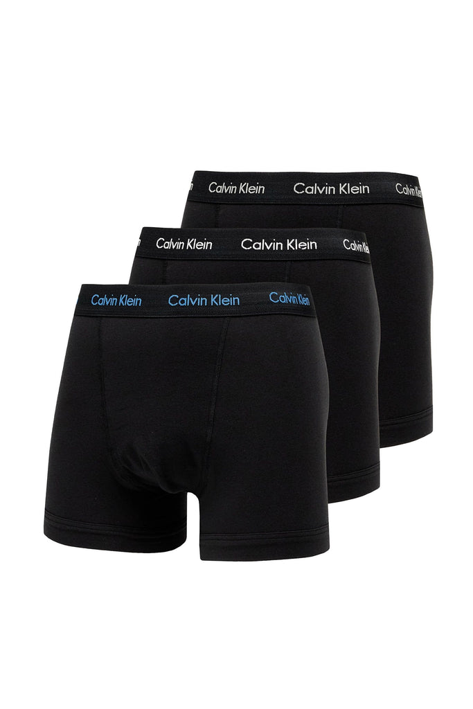 Calvin Klein Cotton Stretch Trunk - 3 Pack - Black with Grey Heather/White/Palace Blue