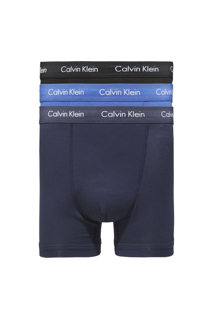 Calvin Klein Cotton Stretch Trunks - 3 Pack - Black/Blue/Cobalt