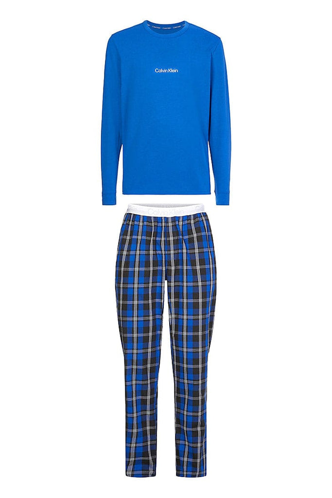 Calvin Klein Long Sleeve Pyjama Set - Blue/Field Plaid
