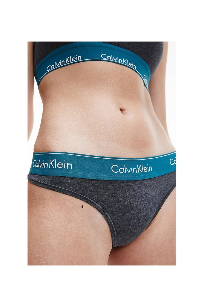 Calvin Klein Modern Cotton Thong - Charcoal Heather/Topaz Gemstone