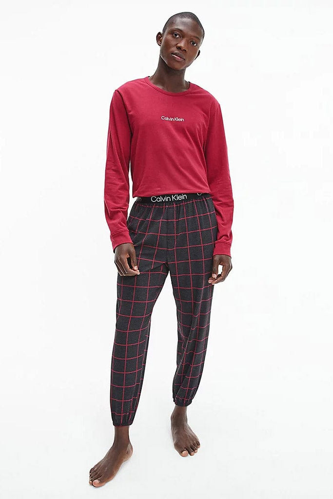 Calvin Klein Modern Structure Long Sleeve Pyjama Set - Rebellious Top/Windowpane Bottom