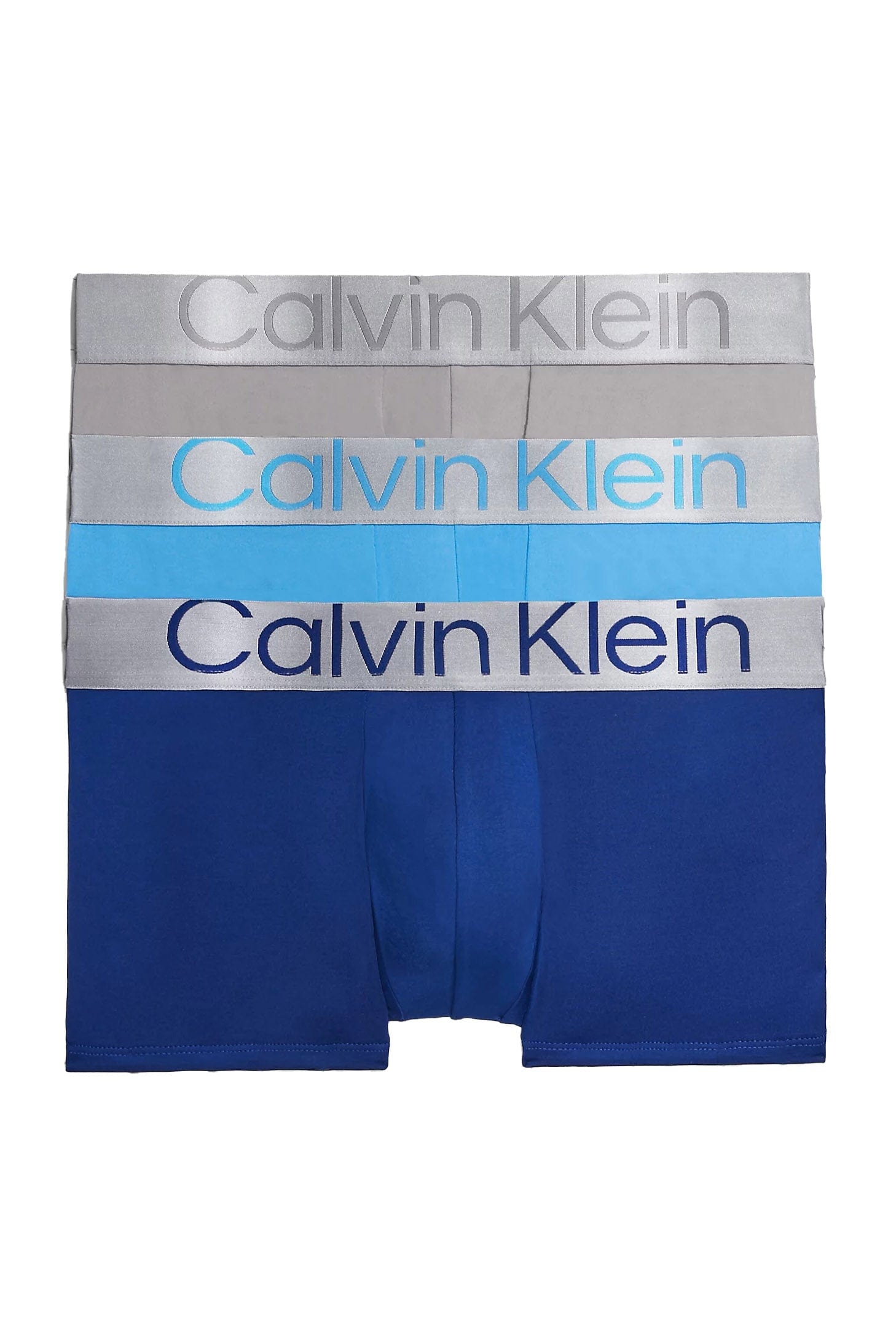 Calvin Klein Steel Micro Low Rise Trunk - 3 Pack - Mid Blue/Signature Blue/Clay  Grey – Potters of Buxton