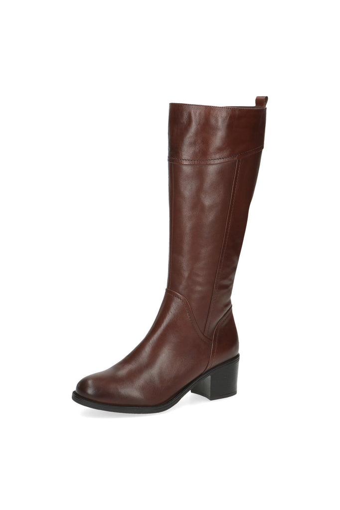 Caprice Knee High Leather Boots - Cognac Nappa