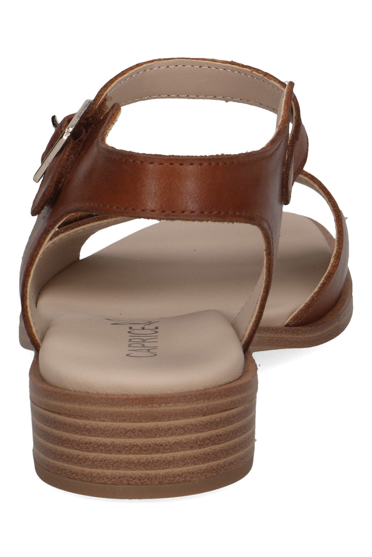 Caprice Leather Adjustable Sandals - Cognac Nappa