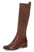 Caprice Leather and Stretch Suede Knee High Boots - Cognac Comb