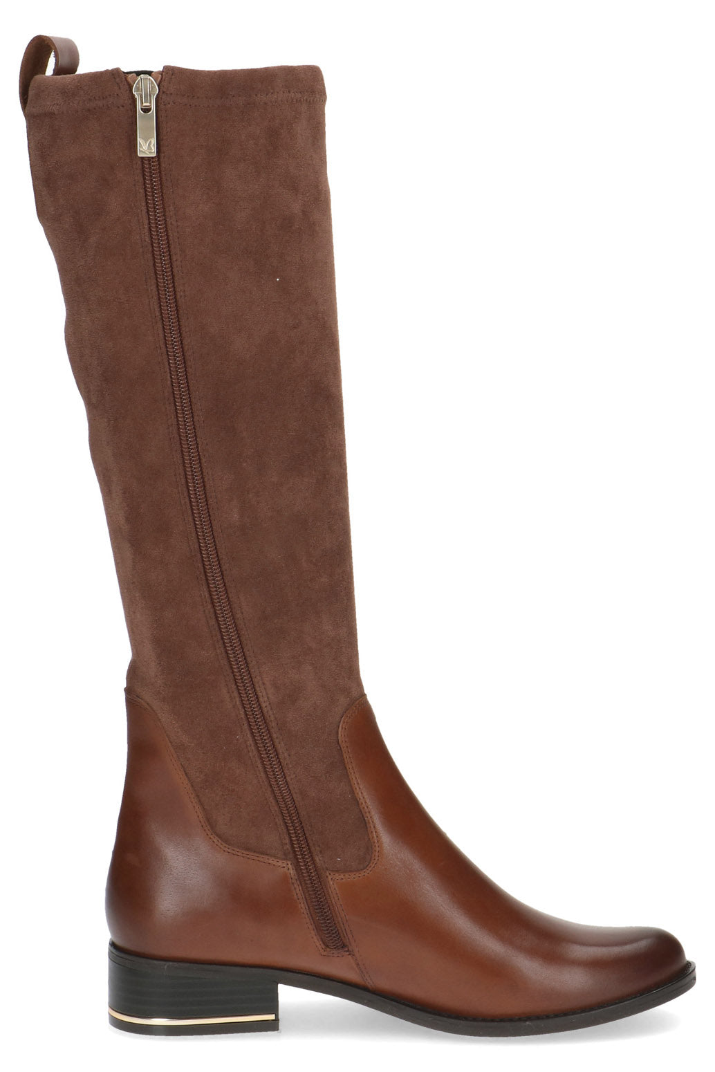 Caprice Leather and Stretch Suede Knee High Boots - Cognac Comb