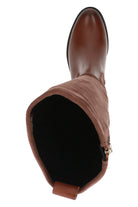 Caprice Leather and Stretch Suede Knee High Boots - Cognac Comb