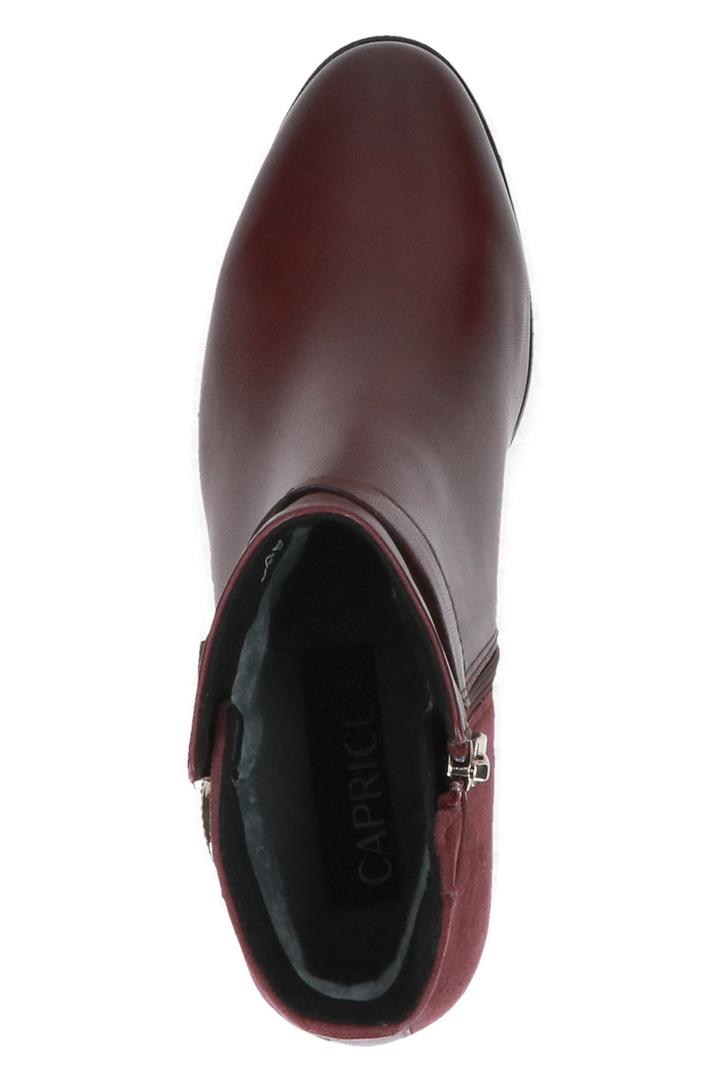 Caprice Leather Antishock Block Heel Boots - Bordeaux Comb