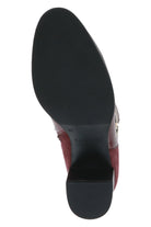 Caprice Leather Antishock Block Heel Boots - Bordeaux Comb