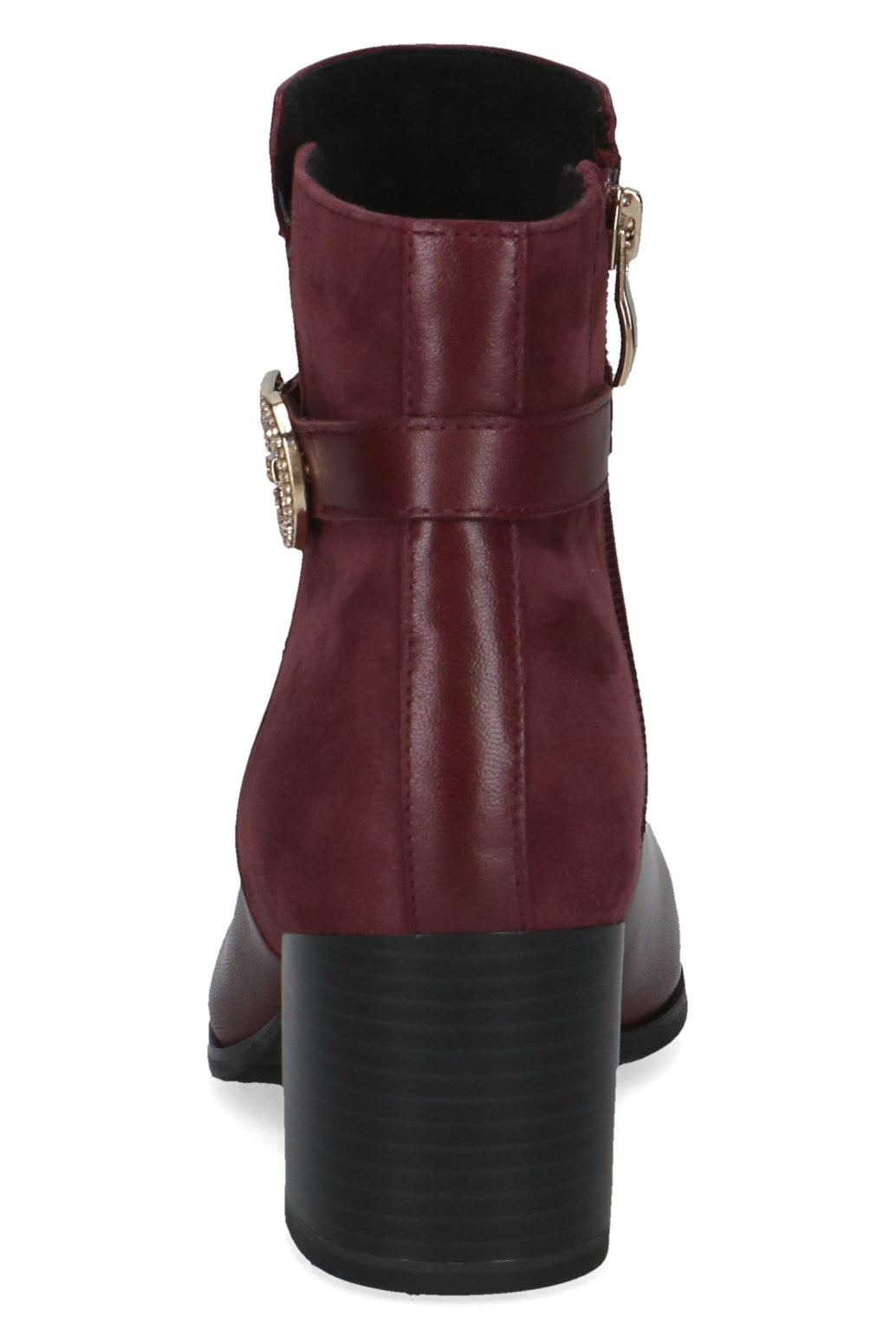 Caprice Leather Antishock Block Heel Boots - Bordeaux Comb