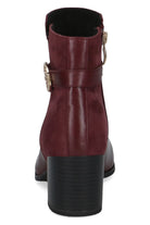 Caprice Leather Antishock Block Heel Boots - Bordeaux Comb