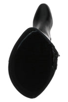 Caprice Leather Knee High Block Heel Boots - Black Nappa