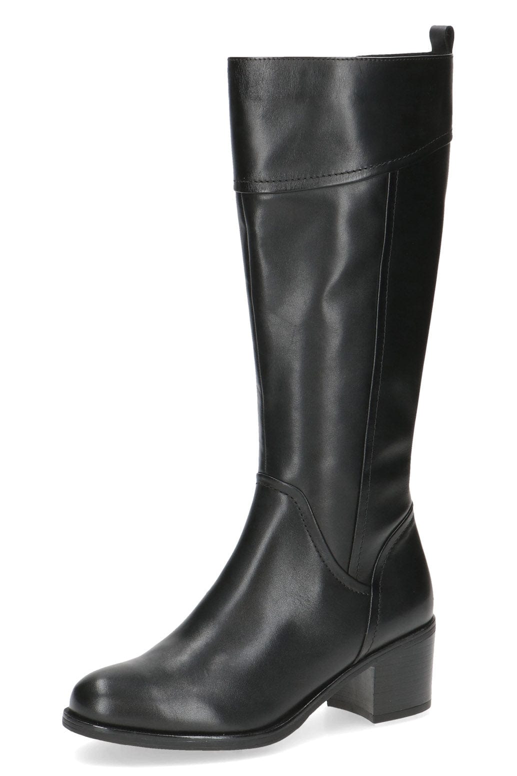 Caprice Leather Knee High Boots - Black Nappa