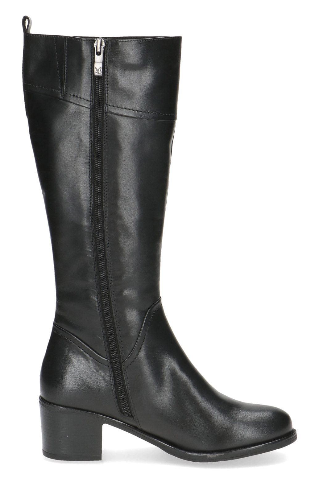 Caprice Leather Knee High Boots - Black Nappa