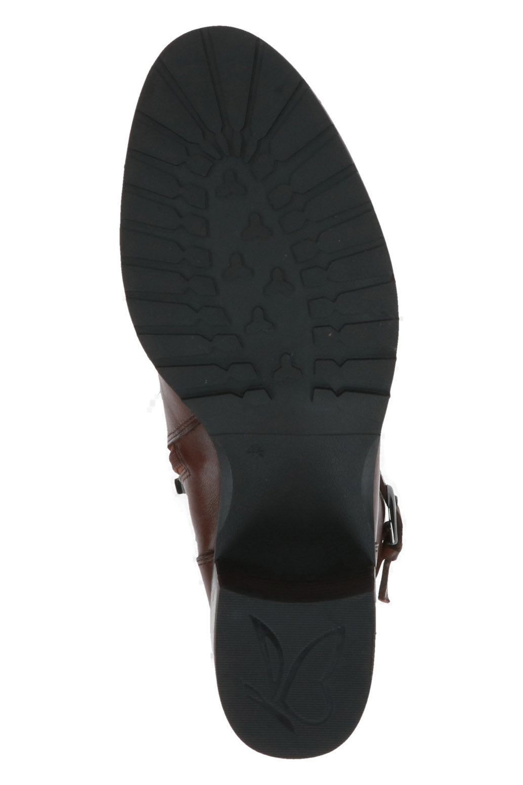 Caprice Leather Lace Front Strap Detail Block Heel Boot - Cognac Nappa