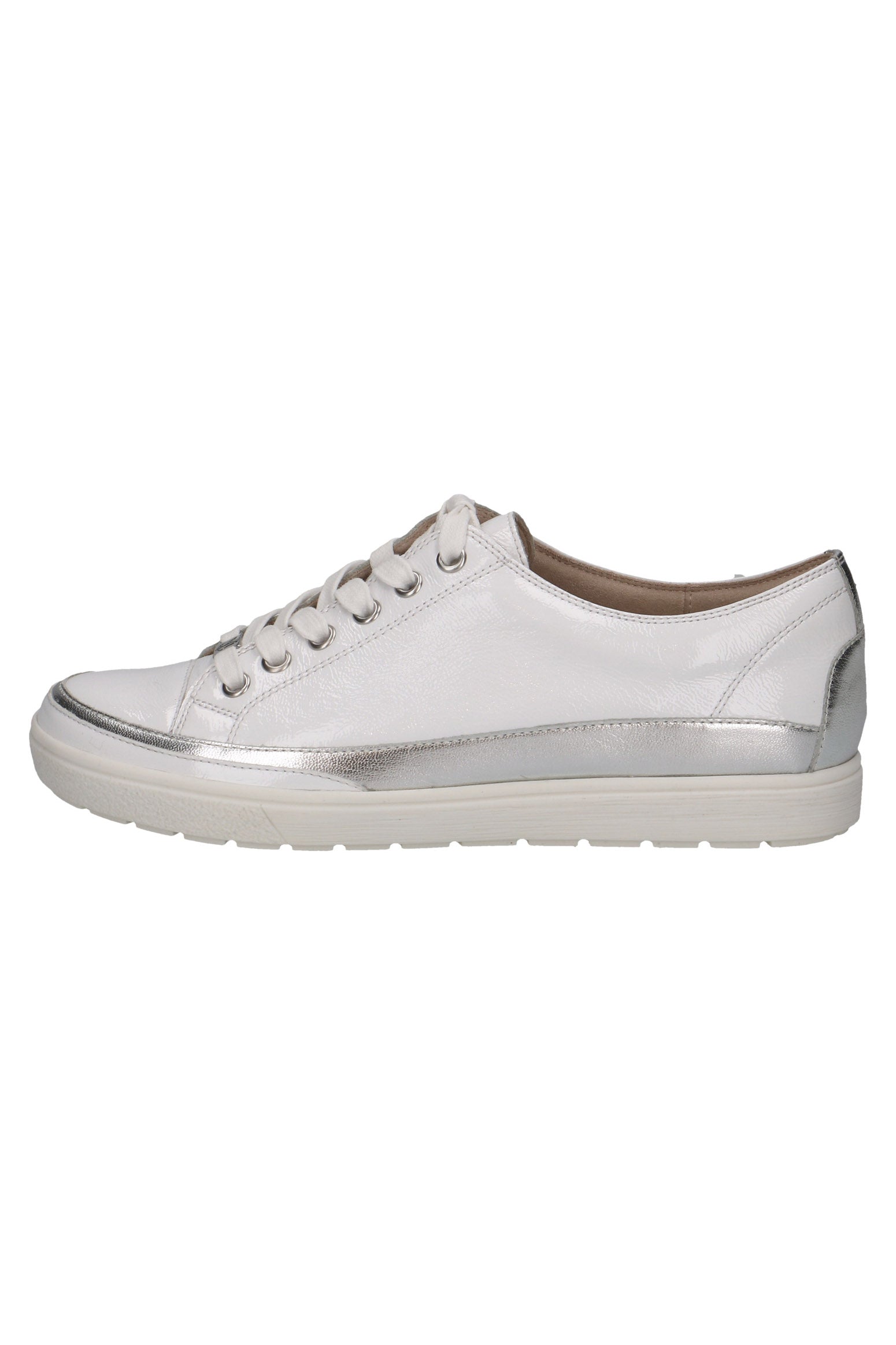 Caprice Leather Metallic Contrast Trainers - White Comb