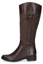 Caprice Leather Mix Knee High Boots - Dark Brown Comb