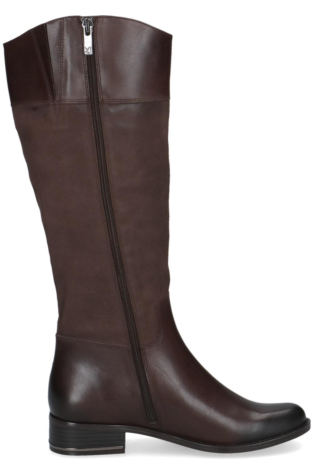 Caprice Leather Mix Knee High Boots - Dark Brown Comb