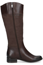 Caprice Leather Mix Knee High Boots - Dark Brown Comb