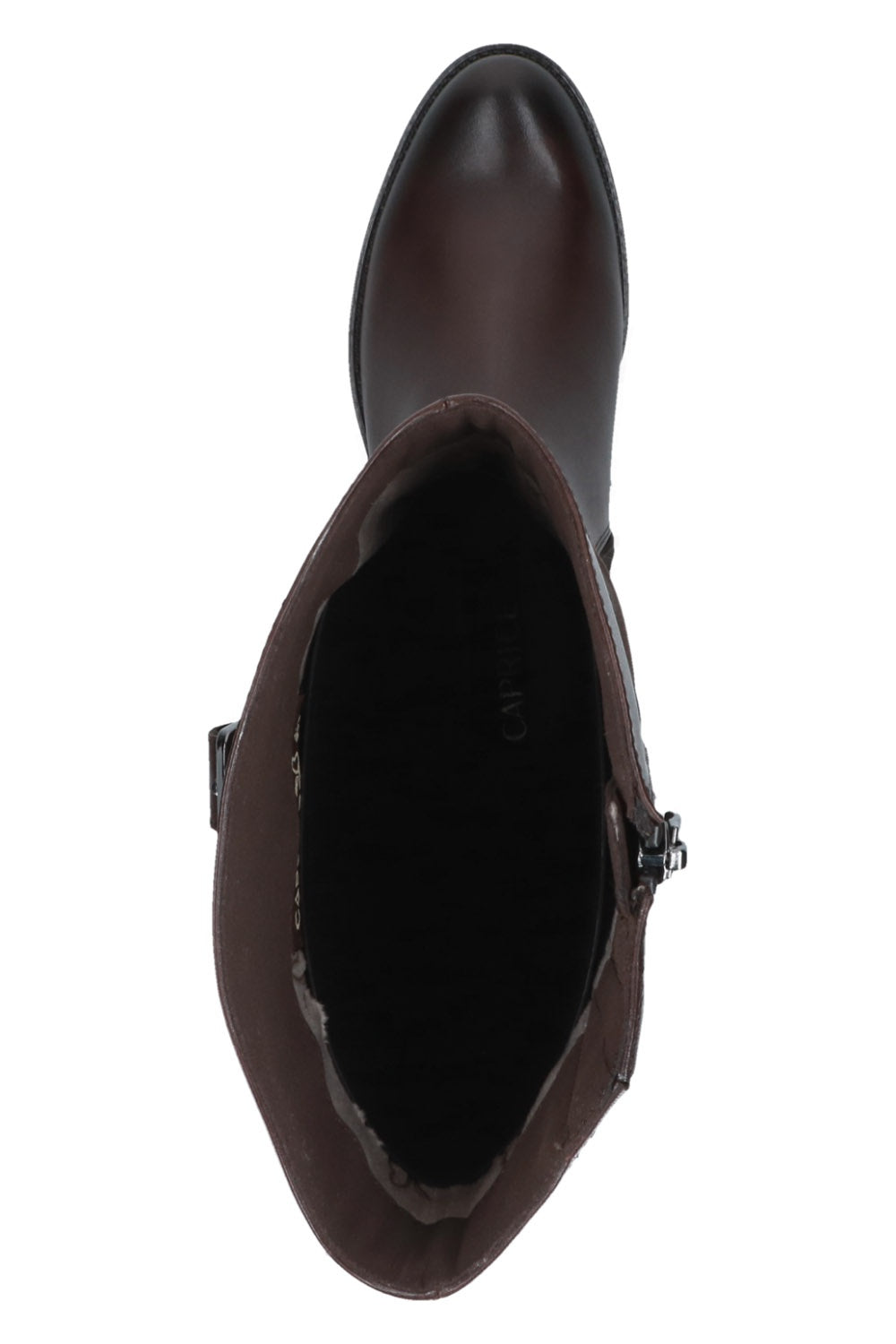 Caprice Leather Mix Knee High Boots - Dark Brown Comb