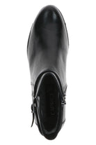 Caprice Leather Strap Detail Ankle Boots - Black Nappa 