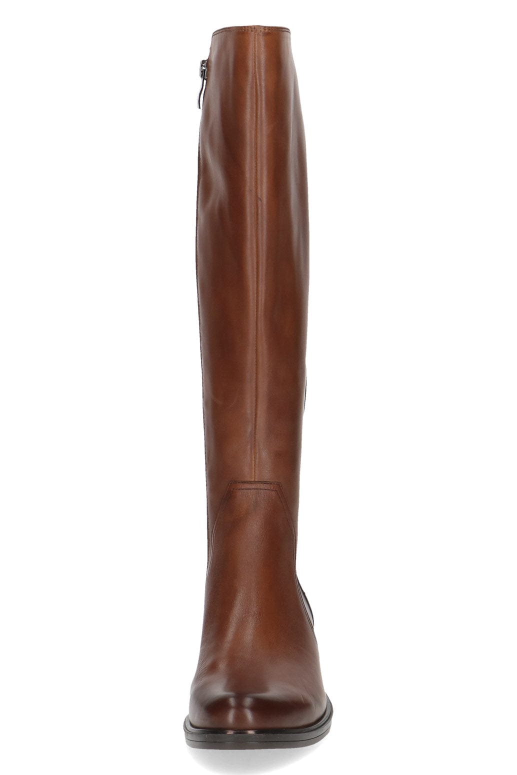Caprice Leather Stretch Back Knee Boots - Cognac Comb