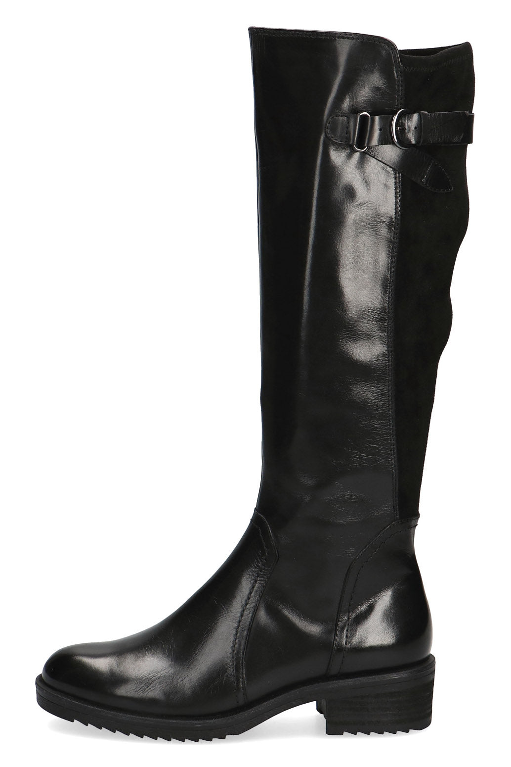 Caprice Leather/Suede Back Wide Fit BLUE GRIP Knee High Boots - Black Comb