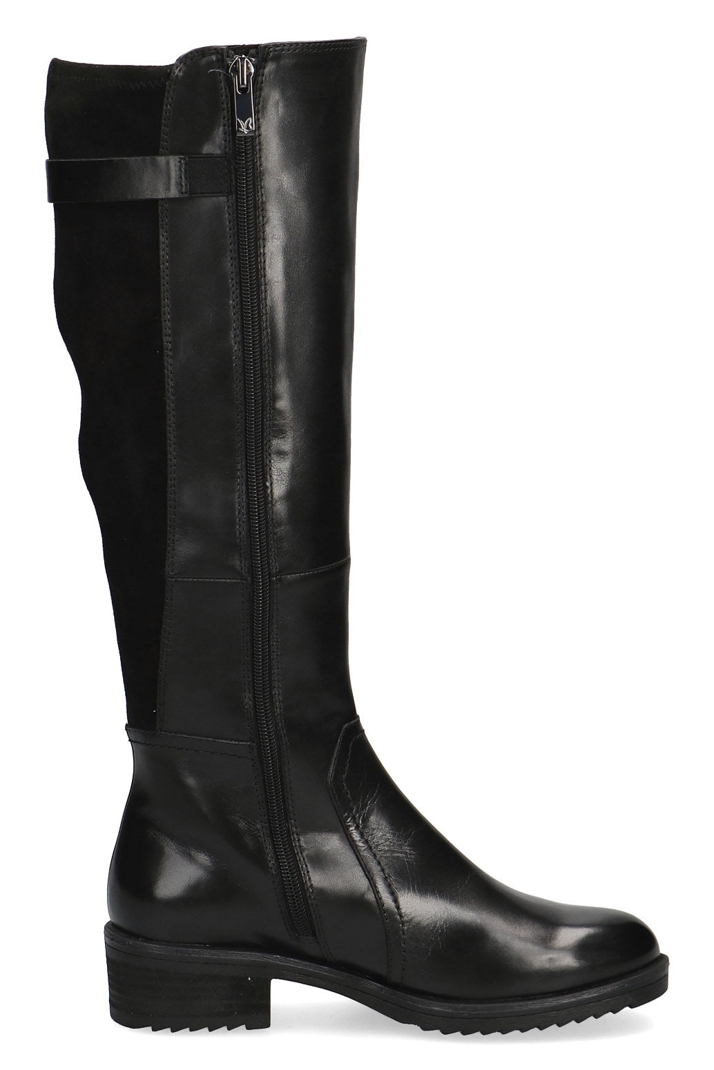 Caprice Leather/Suede Back Wide Fit BLUE GRIP Knee High Boots - Black Comb