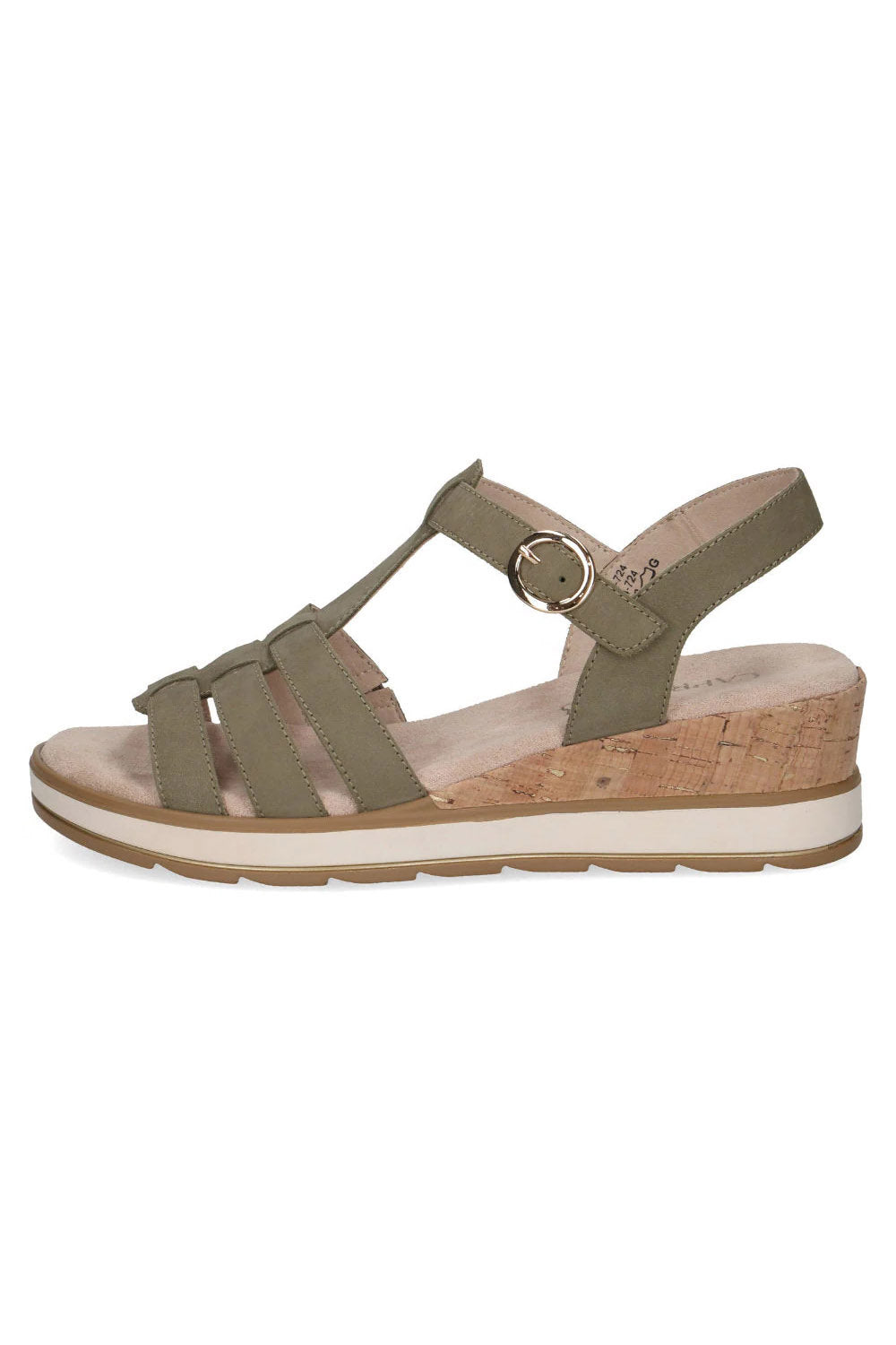 Caprice Leather Wedge Sandals - Olive Nubuck