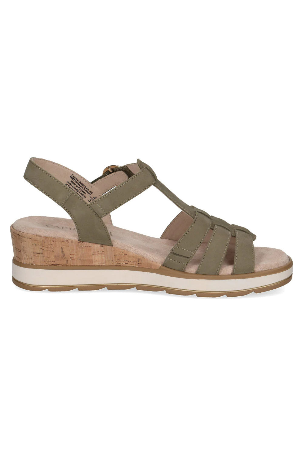 Caprice Leather Wedge Sandals - Olive Nubuck