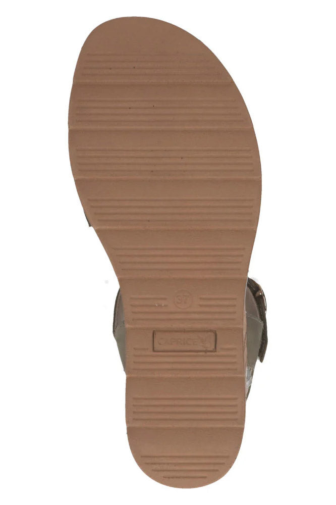 Caprice Leather Wedge Sandals - Olive Nubuck