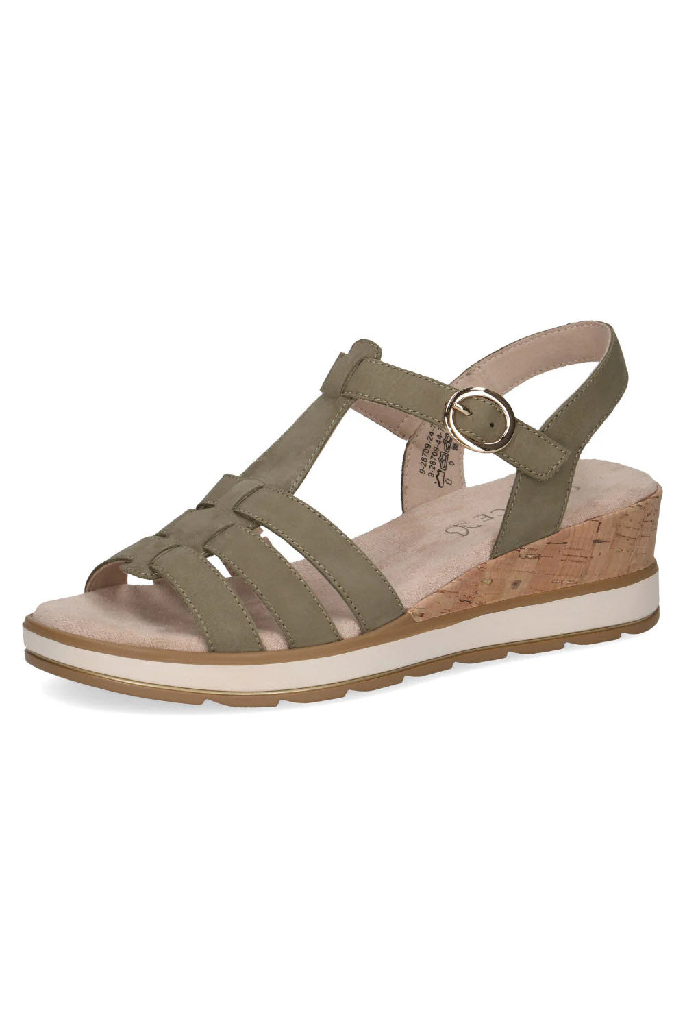 Caprice Leather Wedge Sandals - Olive Nubuck