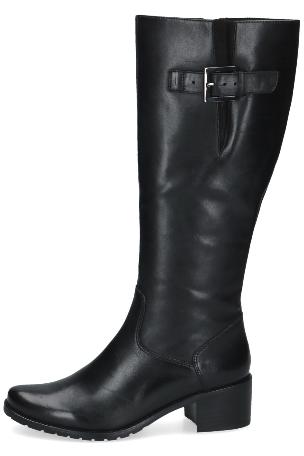 Caprice Leather Wide Calf Knee High Boots - Black Nappa