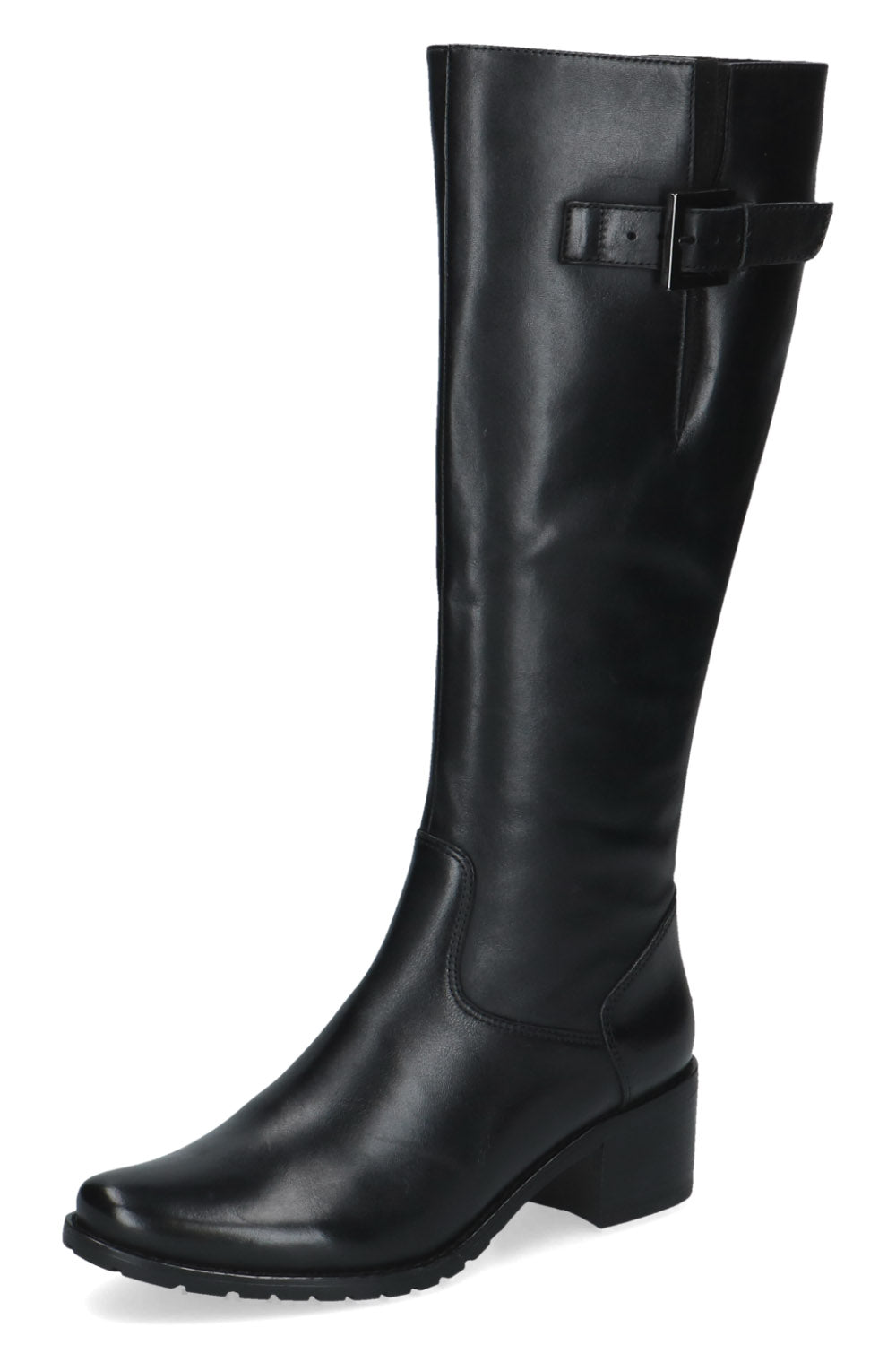 Caprice Leather Wide Calf Knee High Boots - Black Nappa