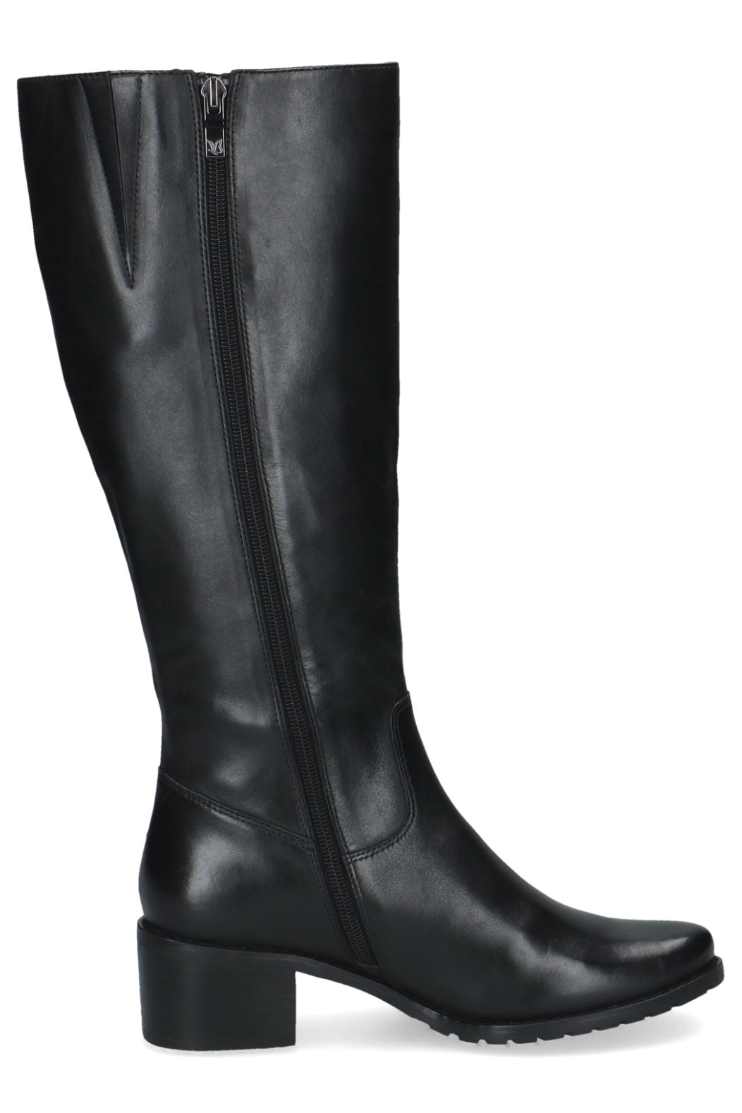 Caprice Leather Wide Calf Knee High Boots - Black Nappa