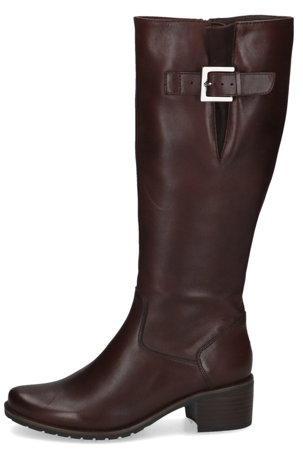Caprice Leather Wide Calf Knee High Boots - Dark Brown Nappa