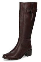 Caprice Leather Wide Calf Knee High Boots - Dark Brown Nappa