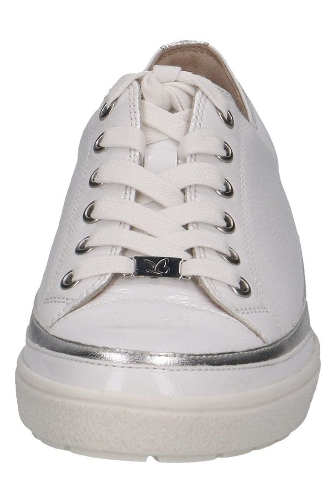 Caprice Silver Trim Leather Trainers - White Comb