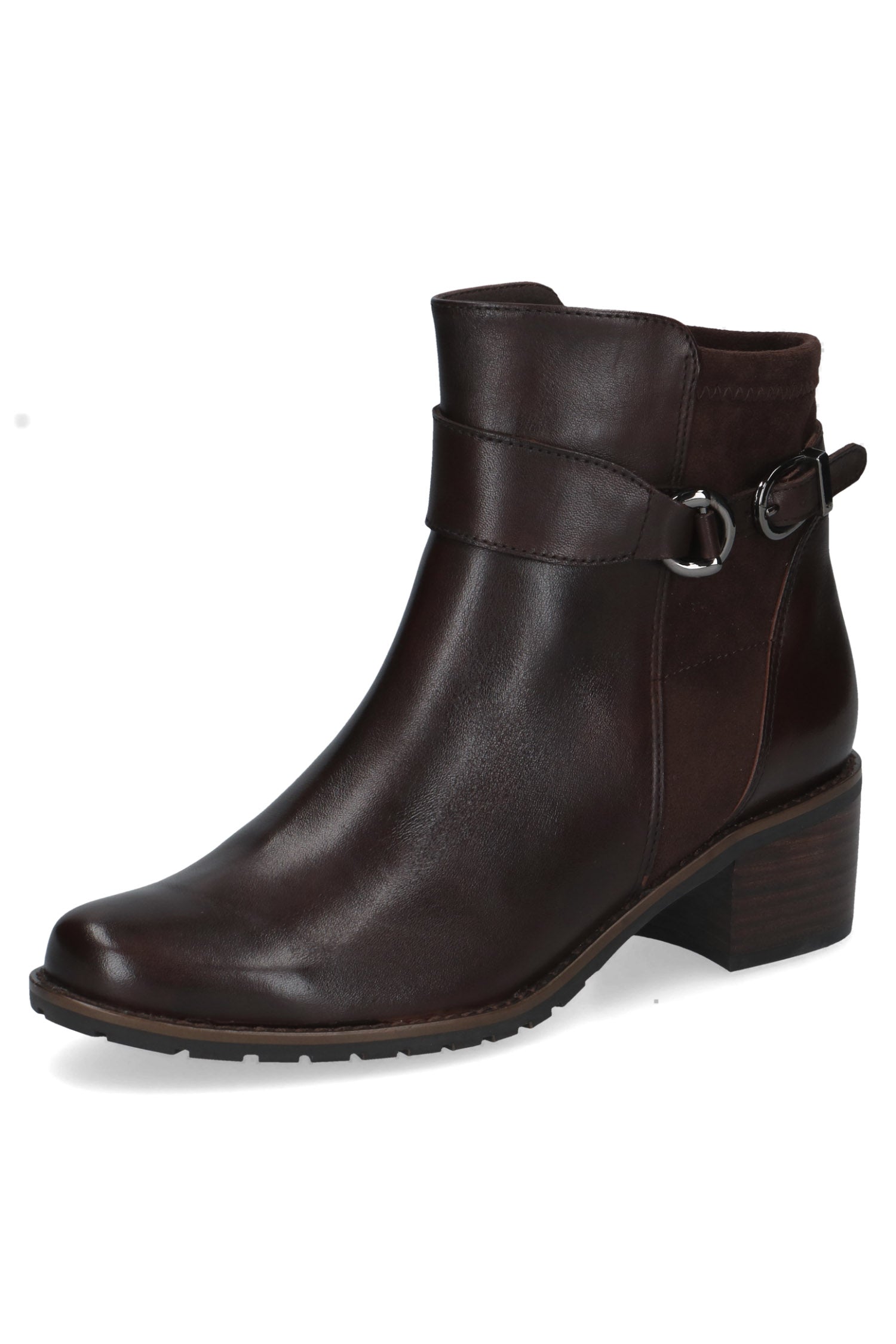Caprice Strap Detail Ankle Boots - Dark Brown Comb