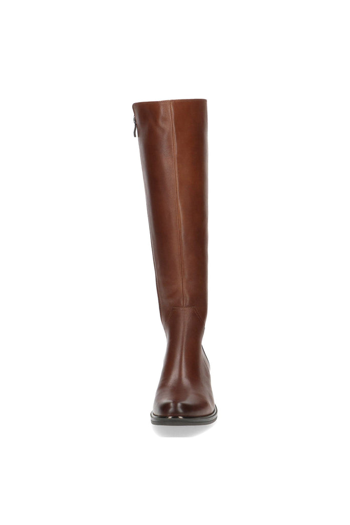 Caprice Stretch Back Knee High Boots - Cognac Comb