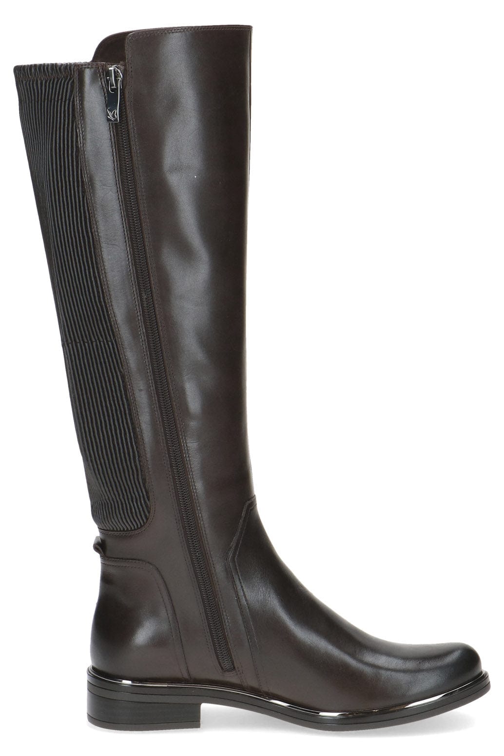 Caprice Stretch Back Knee High Boots - Dark Brown Comb